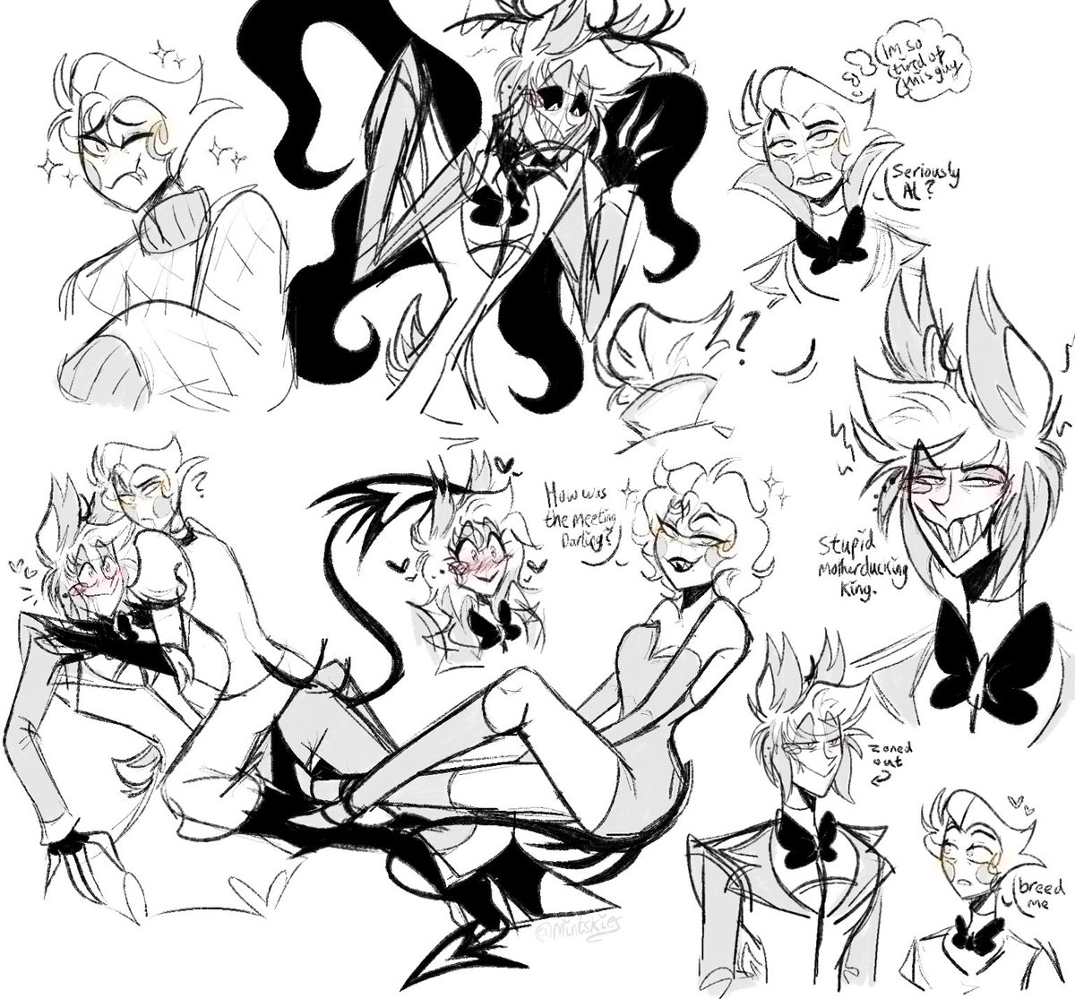 mintskies's tweet image. Had too much fun drawing these tbh (they’re so goofy) 🍎📻

#RadioApple #LuciferHazbinHotel #AlastorHazbinHotel