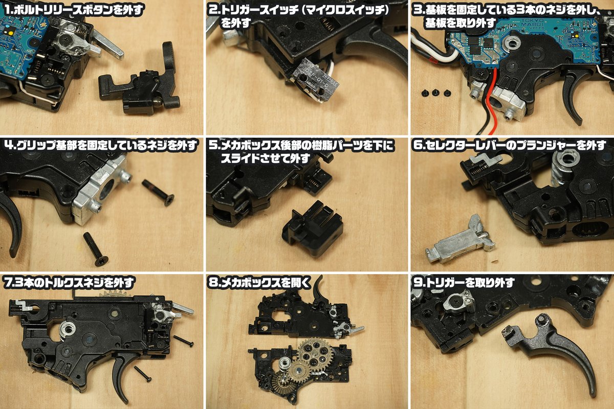 EVOLT(エボルト) M4A1のメカボックスを取り外す為の最小工数と、メカ