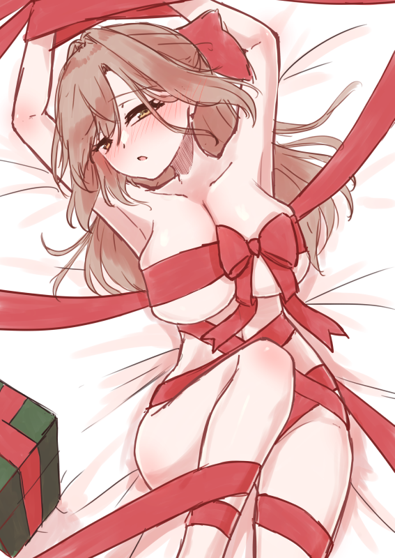 @R18_tweet 北摩壁打ちに投げるのは憚られるのでこちらに……鯖でリボン巻きの話題が出てたので、リボンラッピング入絵…… 