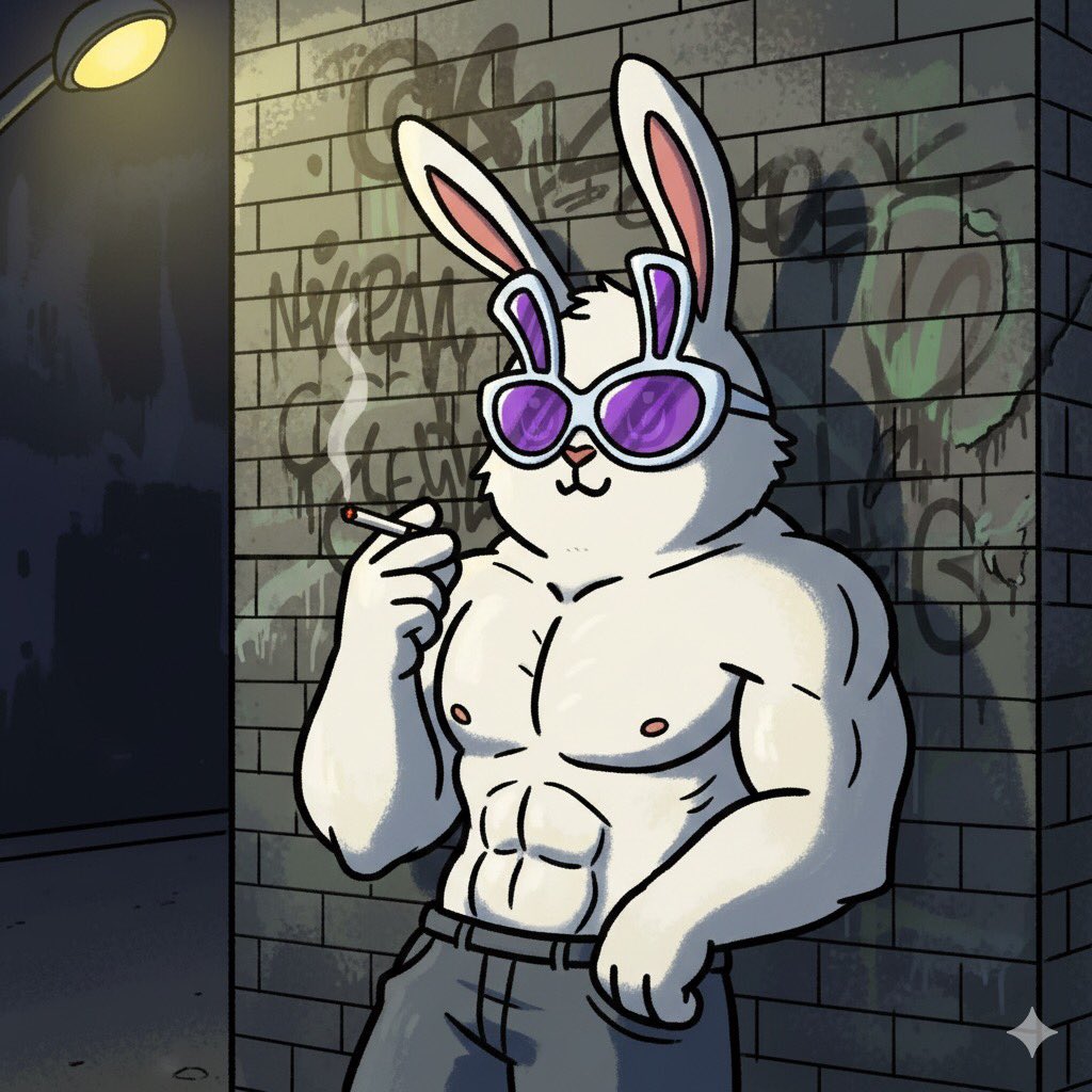 Pink7860's tweet photo. "When a bunny goes full beast mode and becomes Mega Rebel! 😎 Watch out, this rabbit isn't looking for carrots anymore—he's looking for a fight! 🥕🚫 #MegaRebel 
@MegaRebelNFT @artnesh https://t.co/gaHmvWFcsO