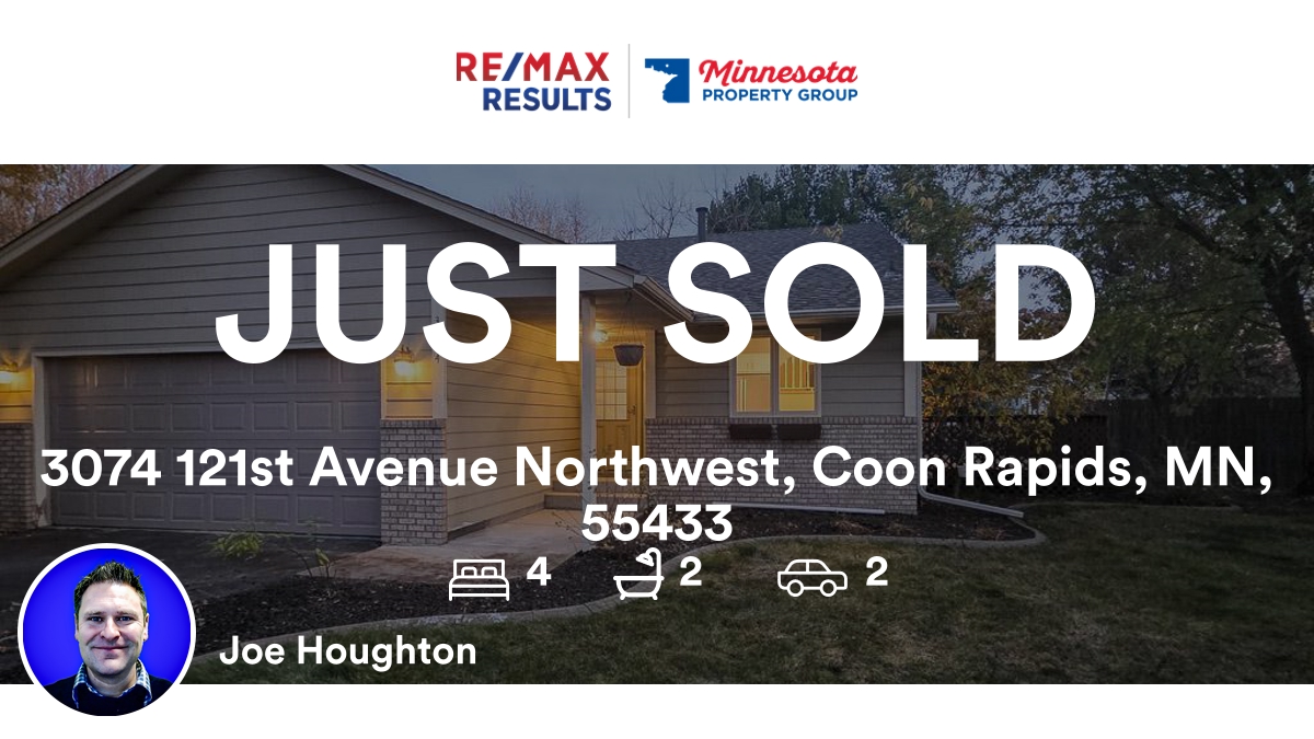 🛌 4 🛀 2 🚘 2
📍 3074 121st Avenue Northwest, Coon Rapids, MN, 55433

My latest sale on RateMyAgent.
Broker license 40503429
rma.reviews/6zgft5bm4vva

...
#ratemyagent #realestate