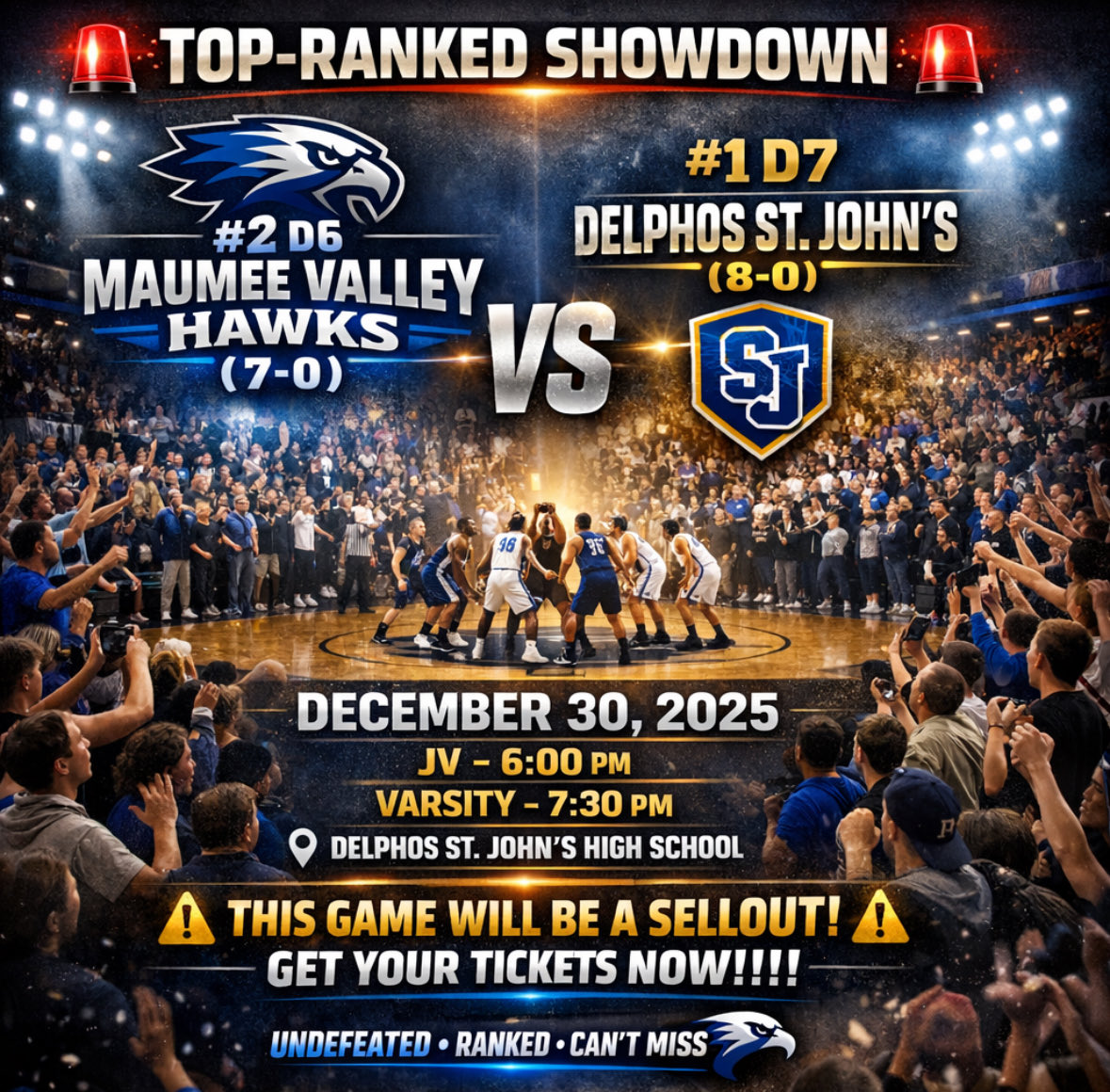 rhttboyd's tweet image. .@BCSNsports Big couple of matchups for @MVHawksHoops (7-0) . They travel to Delphos St. John’s (8-0) on Tuesday. On Jan. 2 they host Miller City (8-0). A chance to make a big statement to all of Ohio.