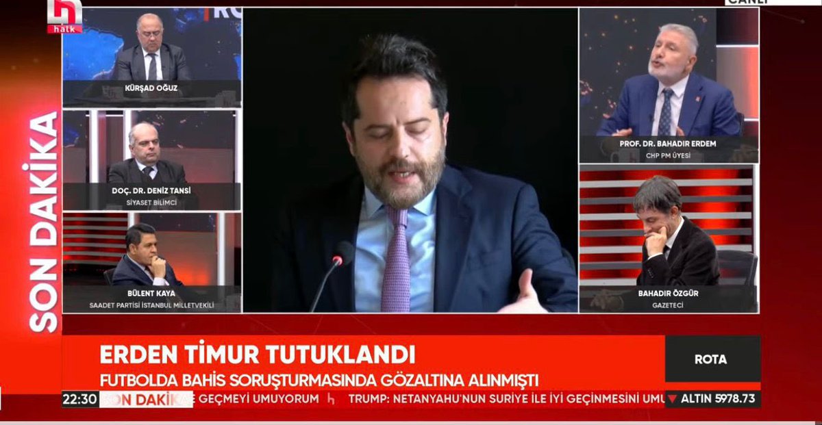 Henüz karar açıklanmamışken siz neye dayanarak saat 22.30’da “Erden Timur tutuklandı” diye altyazı geçiyorsunuz? <a href="/halktvcomtr/">Halk TV</a>