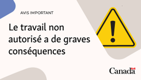 ⚠️ Visiteurs, travailleurs et étudiants au 🇨🇦 : Il est illégal de travailler au Canada sans autorisation. Dans la plupart des cas, un permis de travail valide est requis. Découvrez pourquoi il est essentiel de respecter les règles : ow.ly/ixV750XKrGj