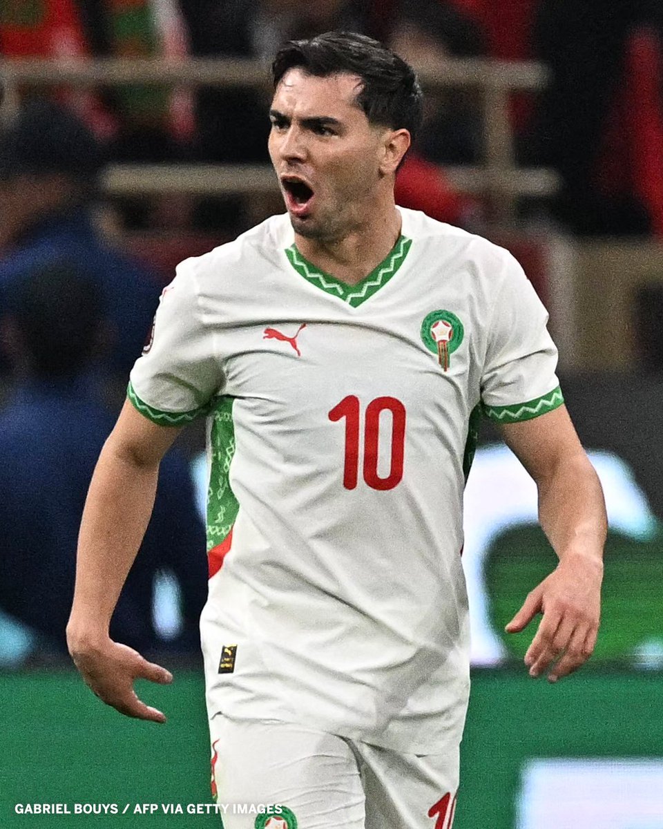 ESPNFC's tweet photo. A HISTORIC GOAL FOR BRAHIM DIAZ 💪 

He becomes the first Moroccan to score in three-straight AFCON matches since Ahmed Faras in 1976 🇲🇦 That's nearly 50 years 🤯 https://t.co/JZYcpFExg4