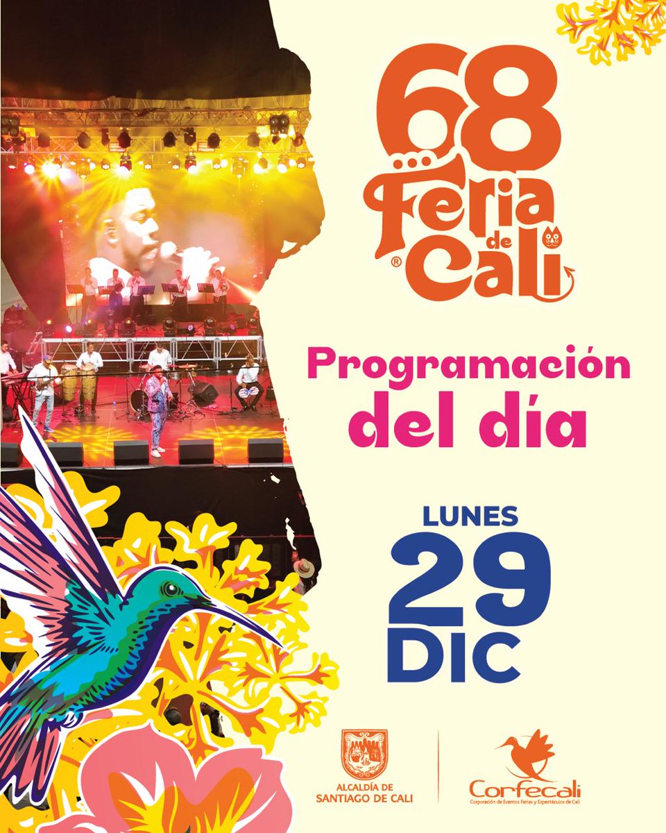 Caracol_Cali's tweet photo. #FeriadeCali | Esta es la programación para hoy lunes 29 de diciembre de 2025 en el marco de la  @feriadecaliof https://t.co/H5OBcxMecP