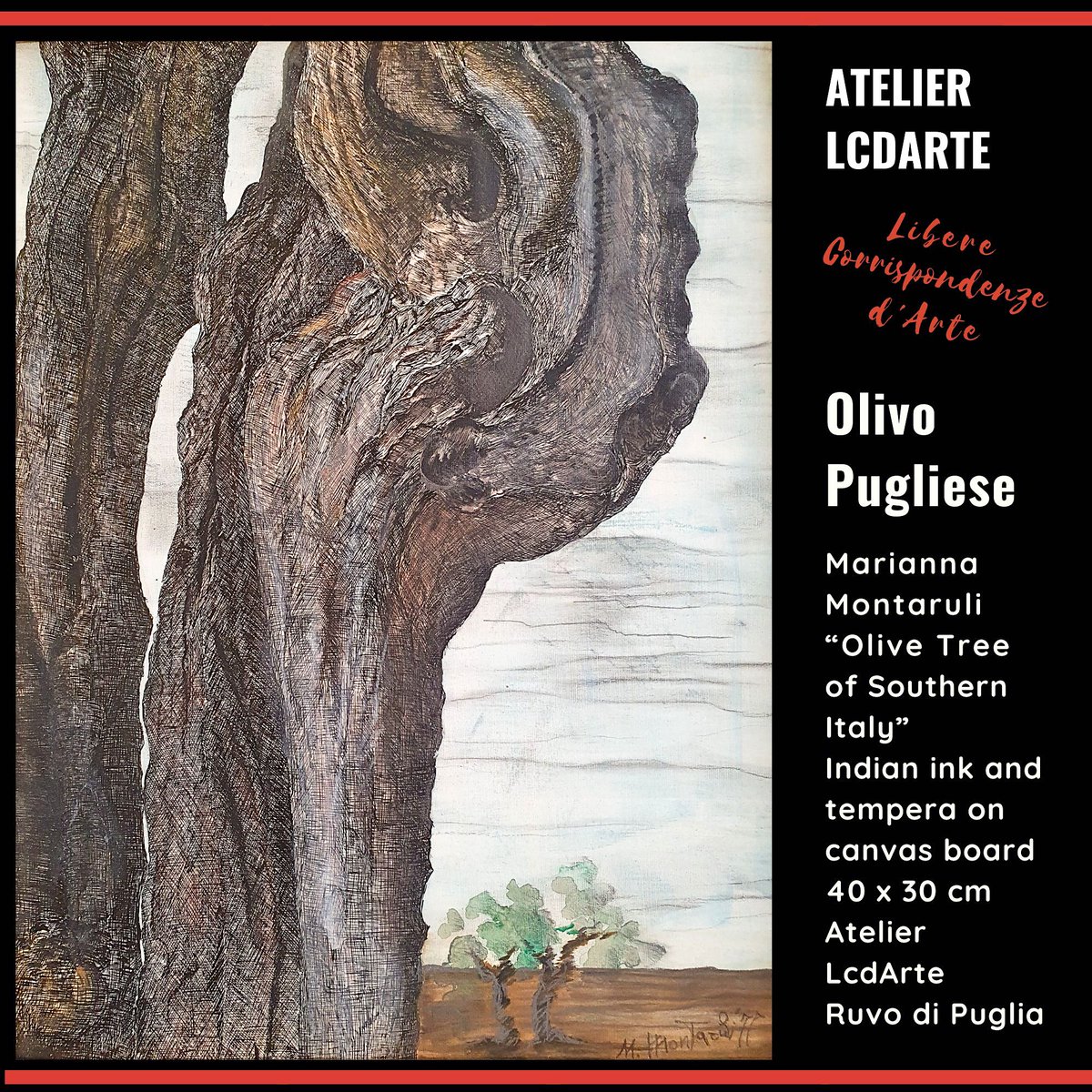 LCDARTE's tweet photo. OLIVE TREE of Southern ITALY
painted by Marianna Montaruli, indian ink and tempera on canvas board, 40x30 cm, Atelier LcdArte https://t.co/wwYZUa5l9E

#LCDARTE Free Art Press
