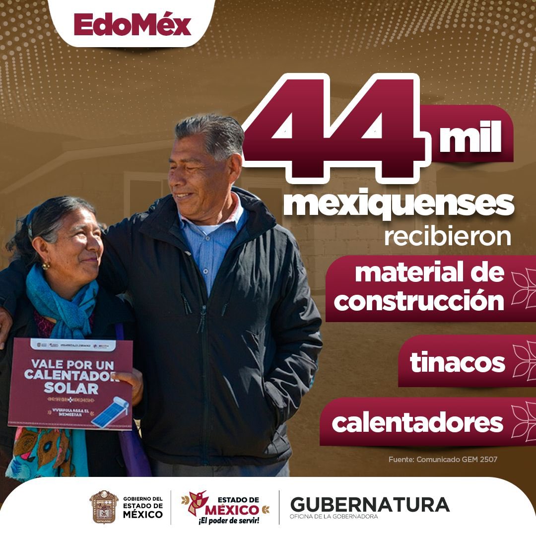 A través del Gobierno de la Maestra @delfinagomeza, se han entregado 44 mil  paquetes de materiales de construcción, para transformar las viviendas y  mejorar la calidad de vida de las familias mexiquenses. #, image size:1080x1080