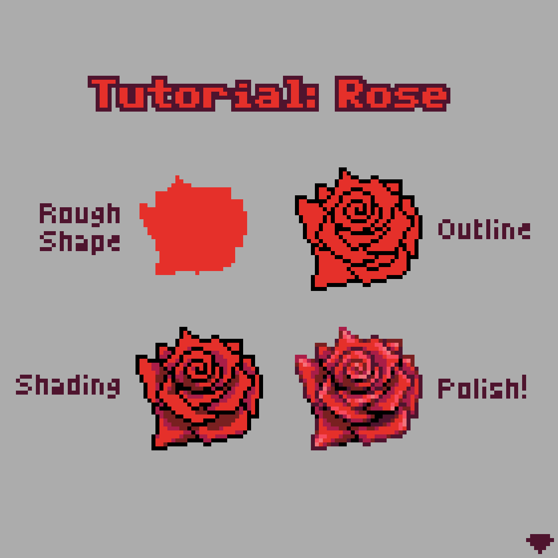 mirrutatep's tweet image. Quick mini-tutorial on how I drew a rose

#pixelart