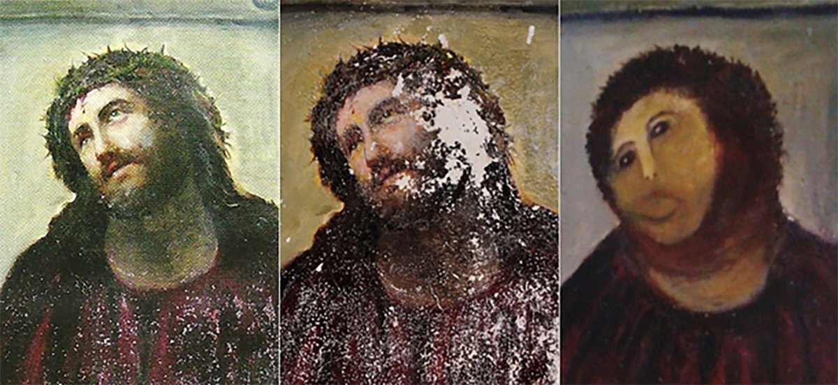 jpurias's tweet photo. Opinión muy impopular: el cuadro original de Elías García era una obra del montón. En cambio la reinterpretación de Cecilia es original y única.
Lo hizo por error pero con buena intención y era una señora entrañable.
Las cosas nunca son tan obvias como parecen. https://t.co/RLalqCtBMb