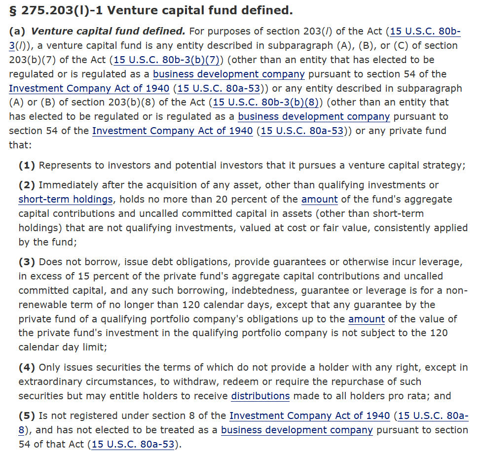 investing_law's tweet photo. In biglaw, we had a "venture capital" client who came to us after they had formed several SPVs. 

☠️They had unknowingly blown their "VC exemption" under the Advisers Act. 

If you're a "VC" you can't have *any* funds or SPVs under management that are more than 20% secondaries, fund-of-funds investments, or anything other than primary investments into operating businesses. 

Even *one* secondaries SPV blows your exemption. 

Don't let this happen to you!