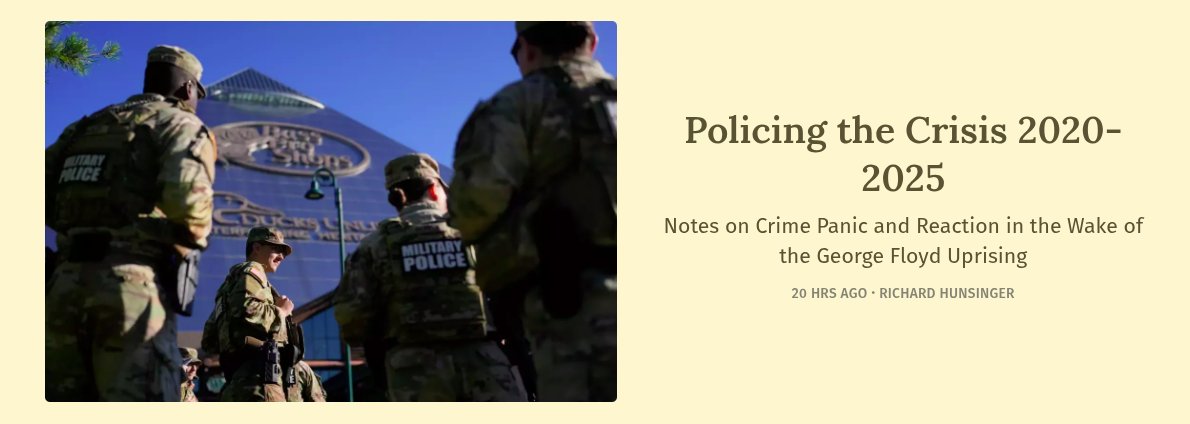 This may be the most comprehensive and most ambitious attempt yet made by an american marxist to assess the conditions of class struggle in the united states since the george floyd rebellion and the prospects for revolutionary organization that I've read

richardhunsinger.substack.com/p/policing-the…