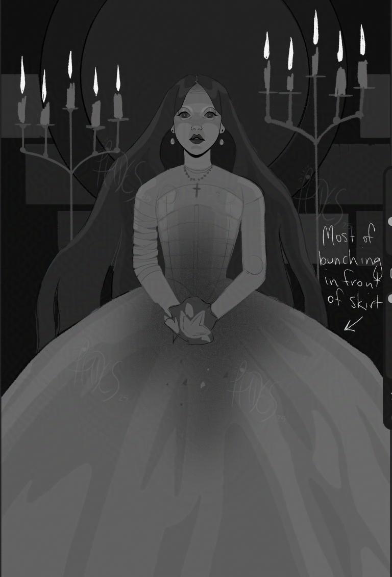 gnashingteeth_'s tweet photo. Trying to get the weight of Elizabeth's hair right while still having movement #Frankenstein2025 #ElizabethHarlander #artistsontwitter https://t.co/uV2kOLejVG