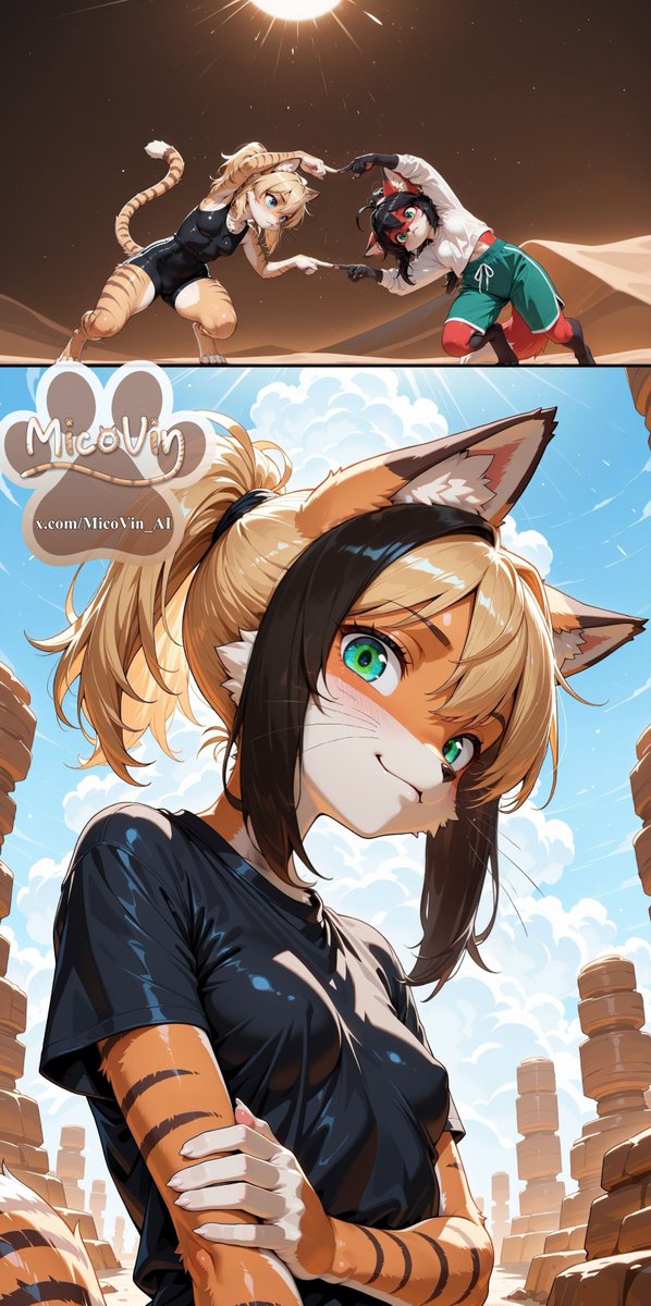 #Aimixupchallenge by <a href="/MikaFurryAi/">🔞🔞 HèllHøundAi 🔞🔞</a>
#aiart #furry #OC Samanda!

Congratulations Mika on your milestone! :D