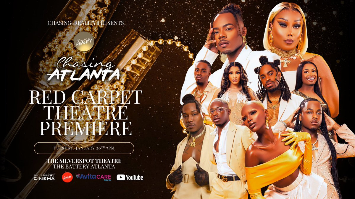 ChasingRLTY's tweet image. 🍑🚨✨ Get your tickets for The #ChasingAtlanta S7 Red Carpet Theatre Premiere Event TUESDAY, JANUARY 20TH at The SilverSpot Theatre in Atlanta! Don’t miss an unforgettable night featuring The Chasing: Atlanta Cast and More. 
———
Tickets available now on atl7.eventbrite.com