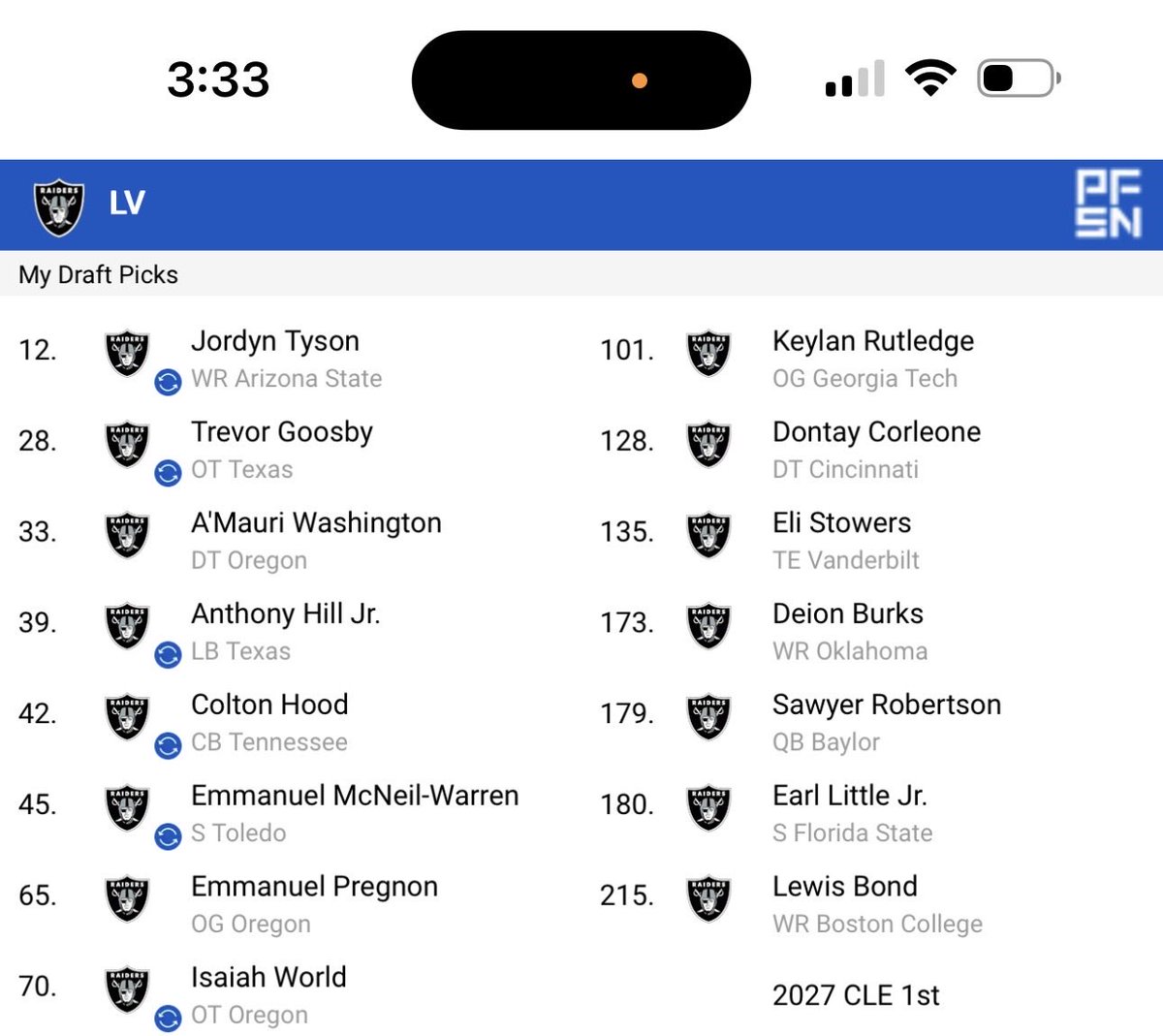 contralacruz's tweet image. #raidersdraft