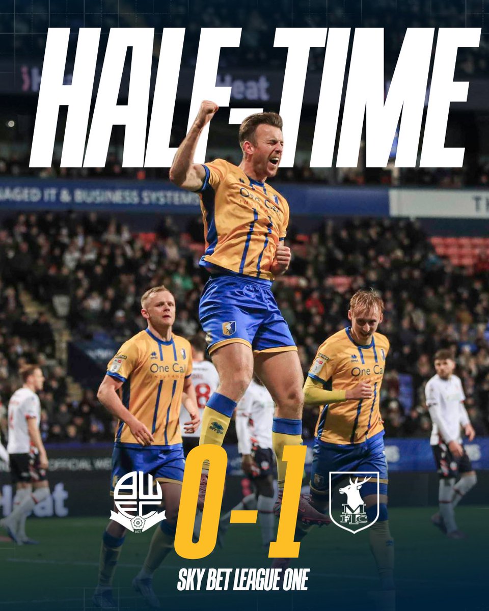 ⏸️ We lead at the break courtesy of a Rhys Oates header! 🙌

#Stags 🟡🔵