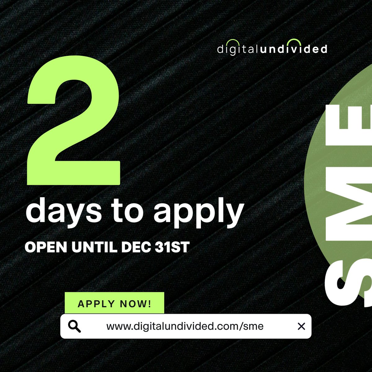 digundiv's tweet image. 2 days left to apply.
Digitalundivided is accepting applications for Subject Matter Experts to support our 2026 programs.

If you have expertise to share and want to work with founder and entrepreneur communities next year, apply now:
hubs.li/Q03Z8Xvc0