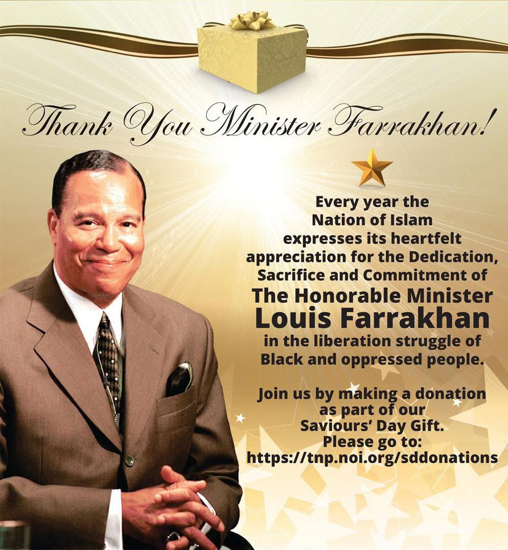 OfficialNOI's tweet image. Support the Annual Saviours’ Day Gift! tnp.noi.org/sddonations

Every year members of the Nation of Islam and our friends and supporters give an expression of love to the Honorable Minister @LouisFarrakhan as a show of gratitude and personal appreciation for his many years of…