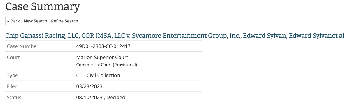 Segi_Lawsuits's tweet photo. 🚨Date Change for the $Segi Chip Ganassi Racing v Edward Sylvan Hearing

Hearing on Motion for Rule to Show Cause: 01/14/2026 3:00 P.M.
Default Judgment: Monetary Award

Judgment: $16,124,531.96

Status:  Active
Signed Date: 08/10/2023
Awarded to: Chip Ganassi Racing, LLC, et al. https://t.co/yEHPnYrcpm