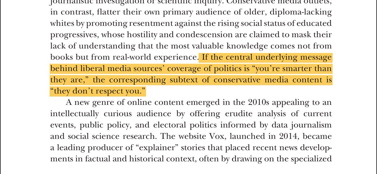 jessesmithsoc's tweet image. This from Grossman and Hopkins’ excellent book on educational polarization, “Polarized by Degrees.” Not insignificant that the latter message is constantly validated by the former.