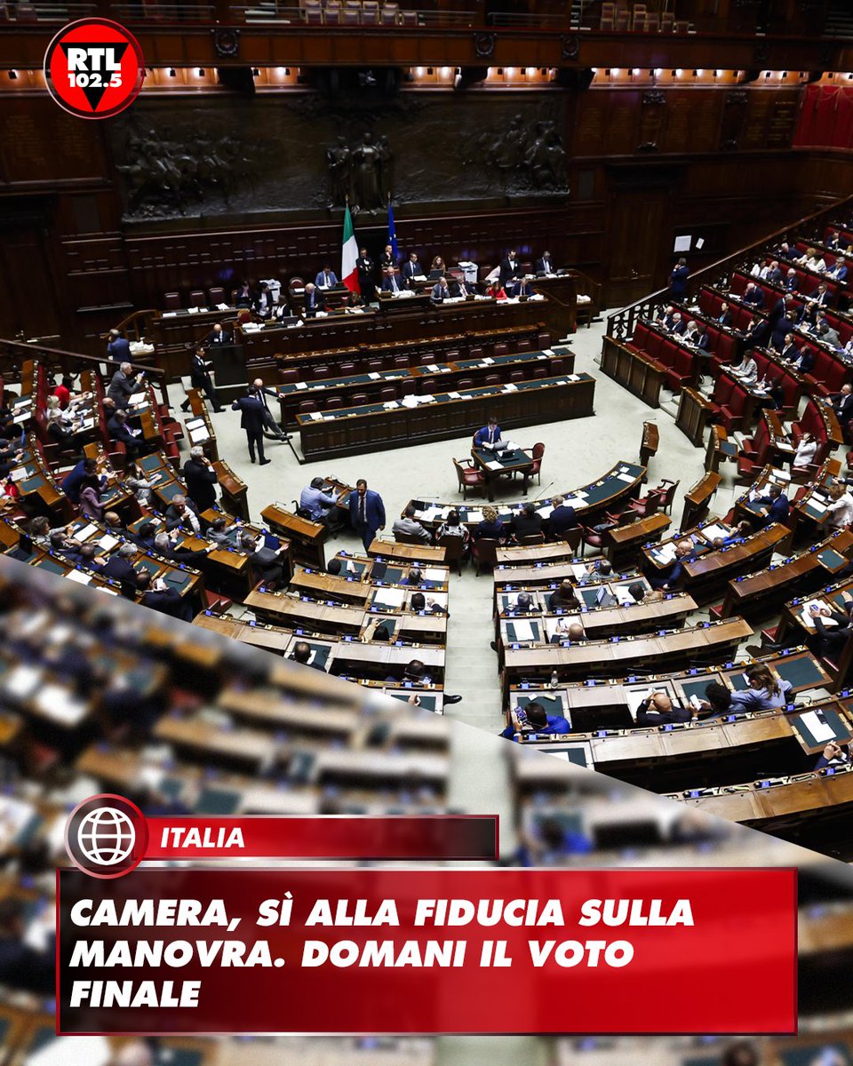 rtl1025's tweet image. 📌 L'Aula della #Camera conferma la fiducia chiesta dal governo sulla #manovra. I voti favorevoli sono stati 219, i voti contrari 125. Il voto finale sulla legge di Bilancio si terrà domani

📸 ANSA/ ANGELO CARCONI