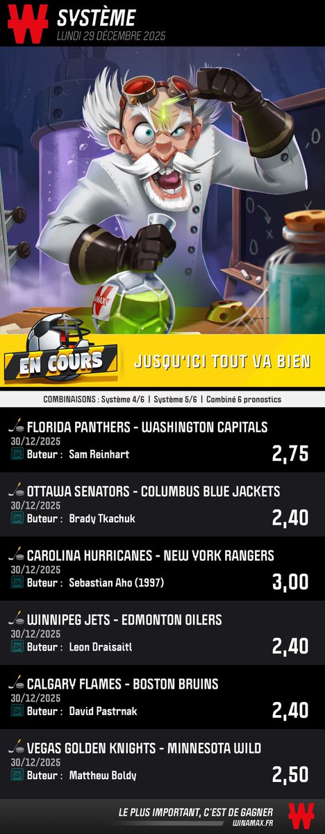 LePuckeur's tweet photo. 🇺🇸NHL

🧊Reinhart | 2,75🧊
🧊Tkachuk | 2,40🧊
🧊Aho | 3,00🧊
🧊Draisaitl | 2,40🧊
🧊Pastrnak | 2,40🧊
🧊Boldy | 2,50🧊

Voici les buteurs pour cette nuit en NHL 🏒

Je vous propose aussi un autre combi c’est une nouveauté, un test attention à vos mises ça peux flop 

#TeamParieur https://t.co/fn4pphys1C