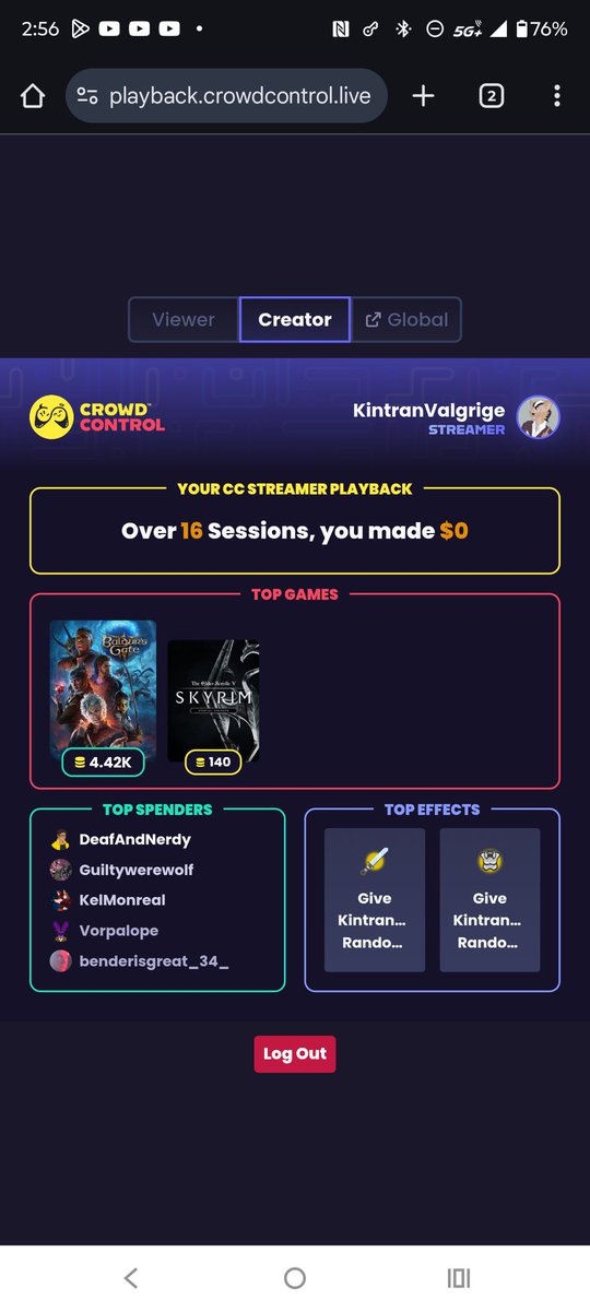 KintranValgrige's tweet image. What's my #CrowdControlplayback look like?

I definitely did more pestering than I received.