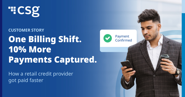 csg_i's tweet photo. The billing moments matter more than you think. 🧾

For one retail credit provider, getting it right meant payments weren't just timely—they were consistent. See how they made it happen. 👉 https://t.co/fLWDPnWmPK

#CustomerExperience #CX #BillingExperience https://t.co/sKXVRnPmlB