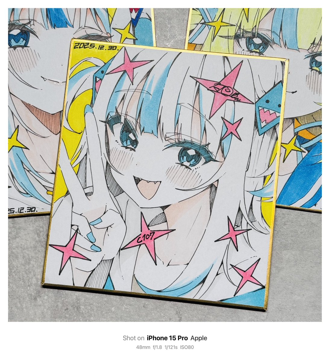 本日のコミケ頒布用の新作色紙できました！✨🙌🏻 全部で3枚、一部3万