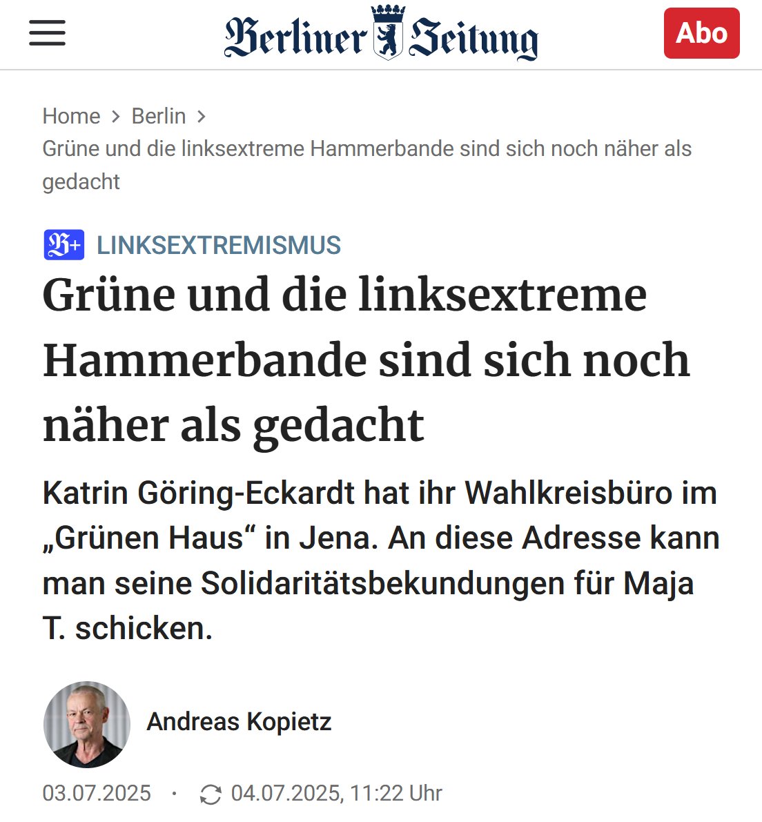 <a href="/KonstantinNotz/">Konstantin v. Notz</a> "absurd mit Leuten Sicherheitsfragen zu diskutieren, die selbst ein Gefahr für unsere Freiheitlich-Demokratische-Grundordnung ... sind. "

Deswegen: Grüne keinesfalls an der Sicherheitskonferenz teilnehmen.
Und im PKGr haben sie auch nichts verloren
🙃
berliner-zeitung.de/politik-gesell…