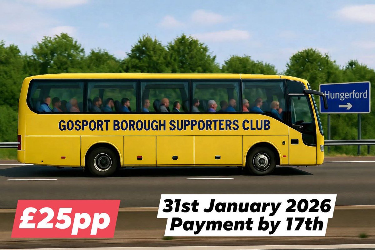 Hungerford Town 31st January 2026 Coach

GBSC will be running a coach to Hungerford, £25pp. This is cheaper than the trains and with less hassle than changing multiple times. Payment to be made no later than 17th Jan at our home game against Taunton. Reply below if interested⬇️