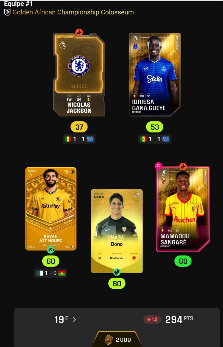 Les résultats sur le Colosseum CAN sont bons.
On va encore pouvoir bien crafter 😁🤪 #Sorare