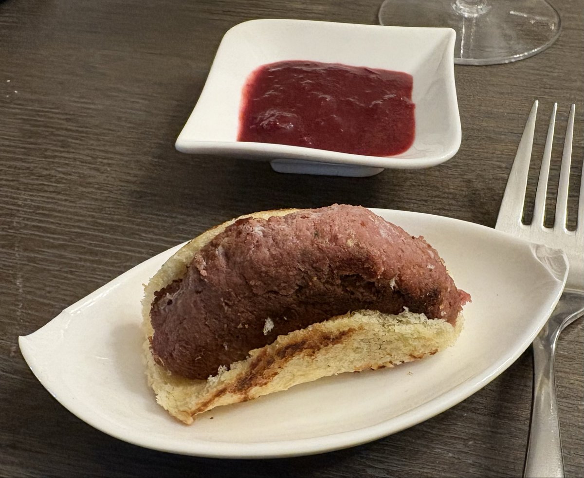 AFreedman39's tweet photo. 2025 Fournier Dinner Party in the house!!  Starting off strong with a duck bacon brioche “taco” with a sweet and sour sauce. #FournierDinnerParty #FlyingV #DucksFlyTogether https://t.co/q700Tq6q62