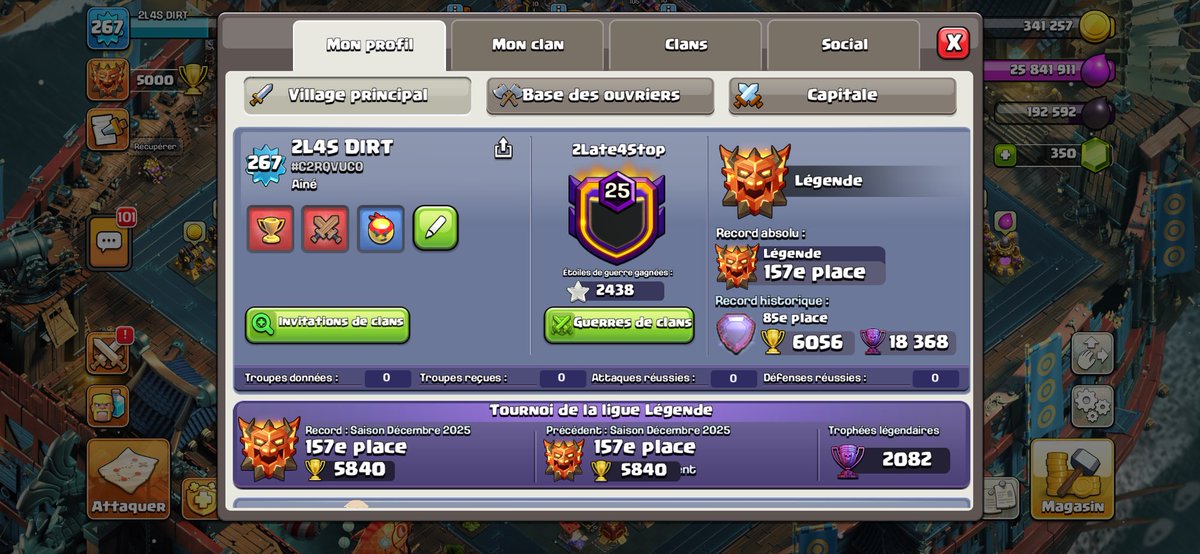 DIRT_2L4S's tweet image. The December season has just ended, and I'm quite happy with my performance on both my accounts, despite not being at my best during the last week of the season to maintain a top 100 ranking. 

I want to thank the entire team of @dark_bb_coc for their bases 🫡