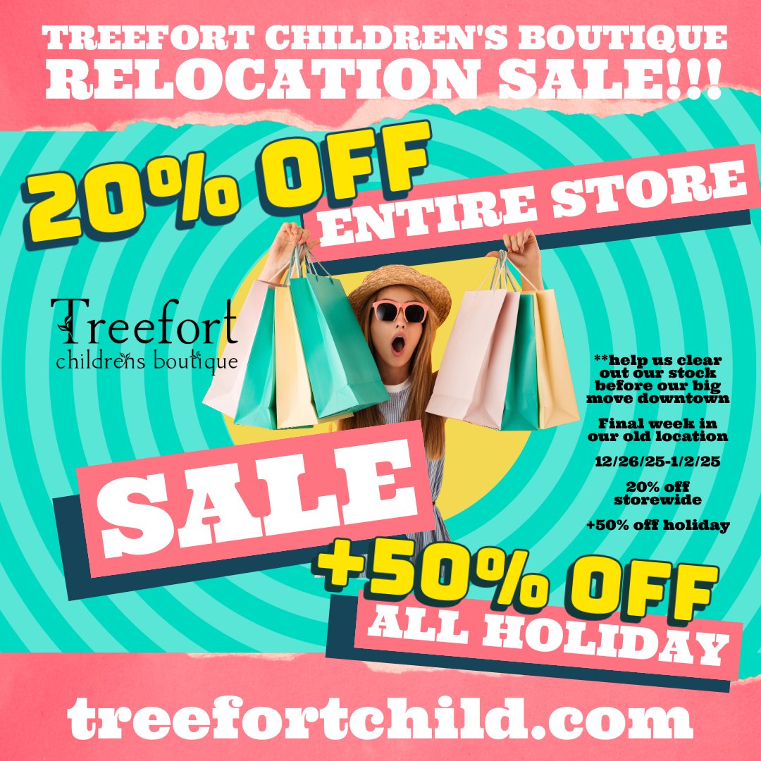 treefortchild's tweet image. 🎉 Big changes ahead! We’re in our final days at our current Treefort location.
Now through Jan 2 → 20% OFF storewide (excl. secondhand) + 50% OFF all holiday 🎄
Our downtown move is almost here 💛
#Corvallis #ShopSmall #RelocationSale

treefortchild.com/s/stories/clos…