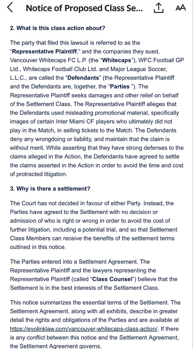 spenm181's tweet image. Interesting development of class action lawsuit regarding @VancouverWhite1 @MLS @Ticketmaster and the game in 2024 where the superstars didn’t show up but ticket prices went for 10X face value. Seeking $475K in damages. Can’t wait to get my money back