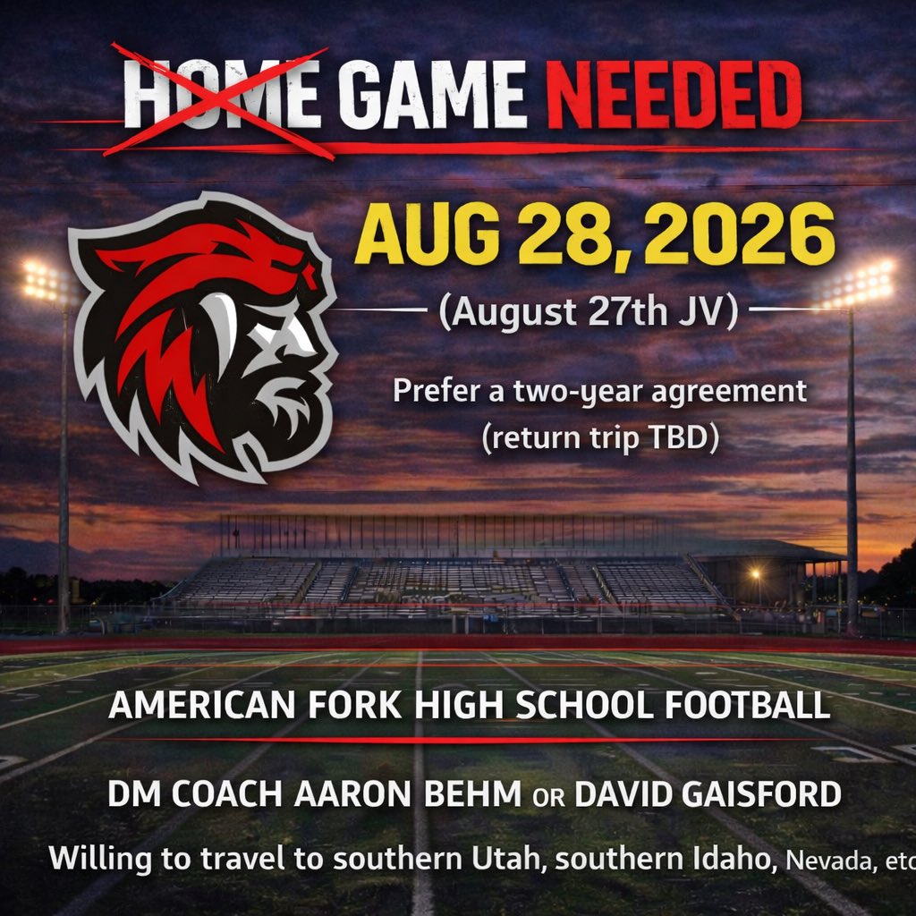 cavemanfootball's tweet photo. Had an opponent drop- need to fill a date: August 28,2026. Willing to reciprocate in 2027. #gamewanted #opendate #gameneeded https://t.co/nyu5o2xm5a