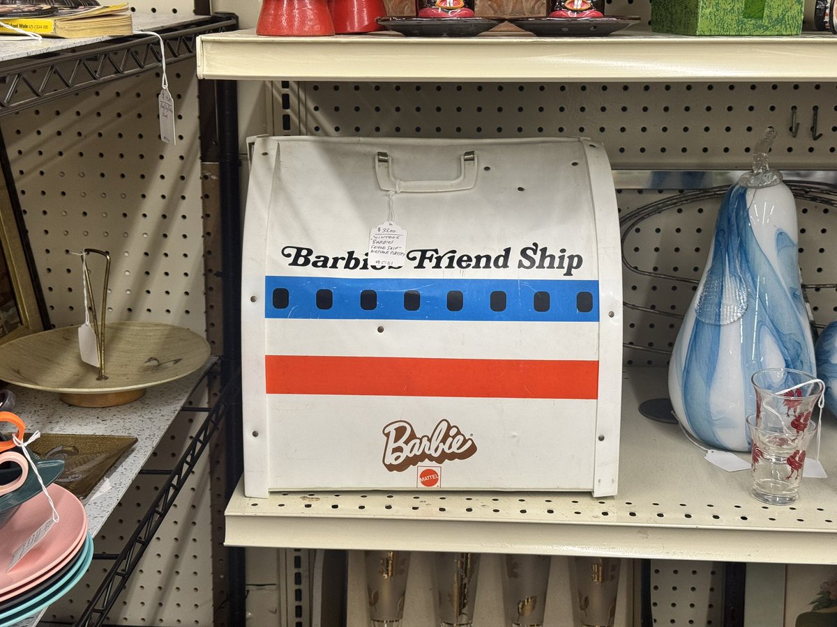 NowHeresYou's tweet photo. Barbie’s Friend Ship! Stewardess/Captain Barbie will safely guide this aircraft through the air! #barbie #barbiesfriendshipairplane1973 #antique #planespotter #letsgobarbie #ourperfectchaos https://t.co/X8xOTkzZEc