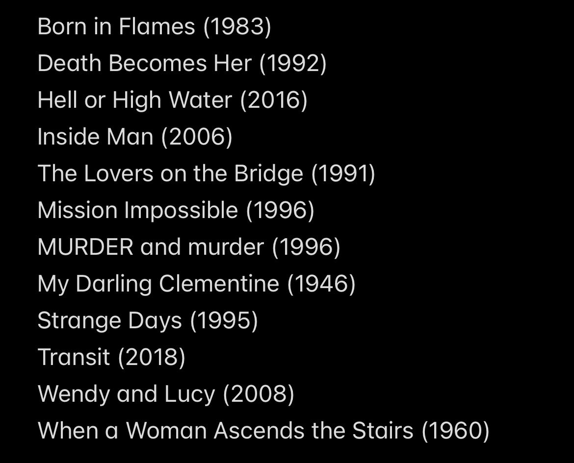 catmsullivan's tweet image. these are my favorite first-time watches from this year: i also had the distinct pleasure of watching the Lord of the Rings trilogy and a bunch of Missions Impossible for the very first time