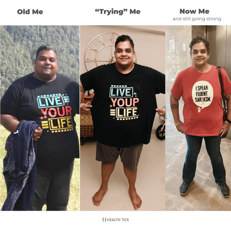 shivanshi_v's tweet photo. Imagine losing around 65 kg fat by spending just 10 minutes daily, that too without any diet or taking any injections?

Meet Nirmal who is still on his way to hit his goal weight. He is using HealthTick's  Behavioural Science program developed by PhD scholars of IIT.