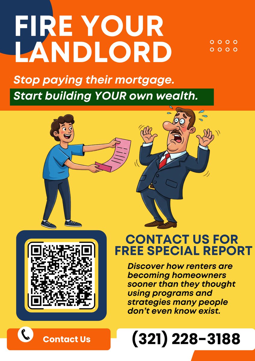 HomebuyerCf's tweet image. 🎄 How’s your holiday going so far?
Still paying rent? 👀
🔥 Fire your landlord
🏡 Start building YOUR wealth

📘 Get the FREE Special Report
📞 (321) 228-3188
#StopPayingRent #FireYourLandlord #FirstTimeHomeBuyer #HolidayGoals