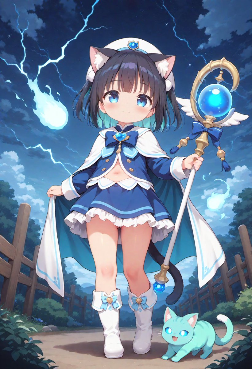 Tsuruca❤です。 蒼水猫ちゃん model:lemonsugarmix_v2 SFW anime art. A girl with