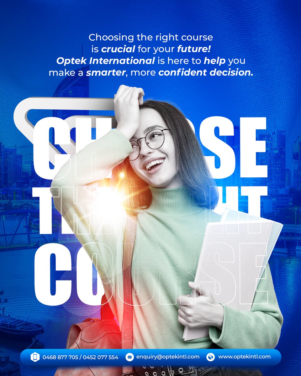 optekintl's tweet image. Your future deserves the right direction. Let Optek International help you select or switch to the perfect course in Australia.

𝐄𝐦𝐚𝐢𝐥: enquiry@optekintl.com
𝐖𝐞𝐛𝐬𝐢𝐭𝐞: optekintl.com

#CourseSwitch #StudyDirection #StudyInAustralia #OptekInternational