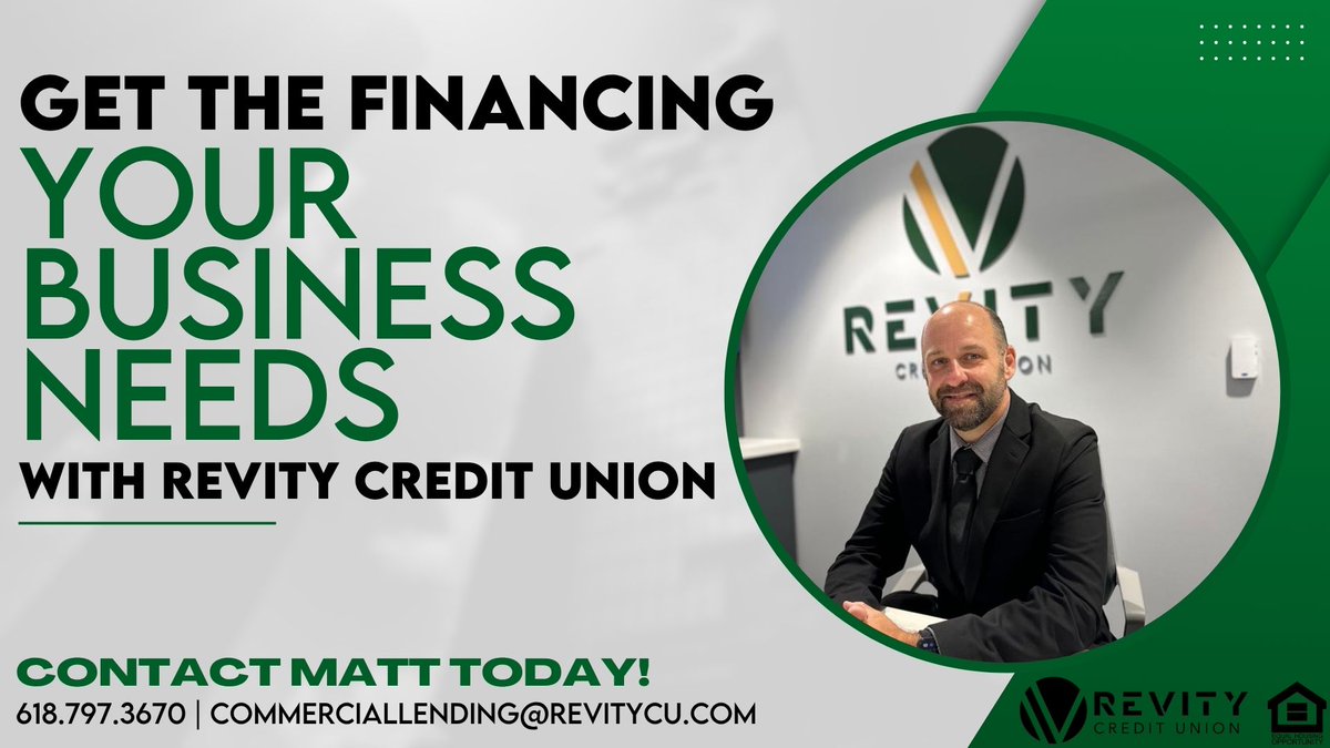 Revity_CU's tweet image. Ready to turn your business dreams into reality? Revity Credit Union is here to help! Connect with Matt E. today and take the first step towards securing the financial support you need. 

✉️CommercialLending@RevityCU.com
☎️618.797.3670