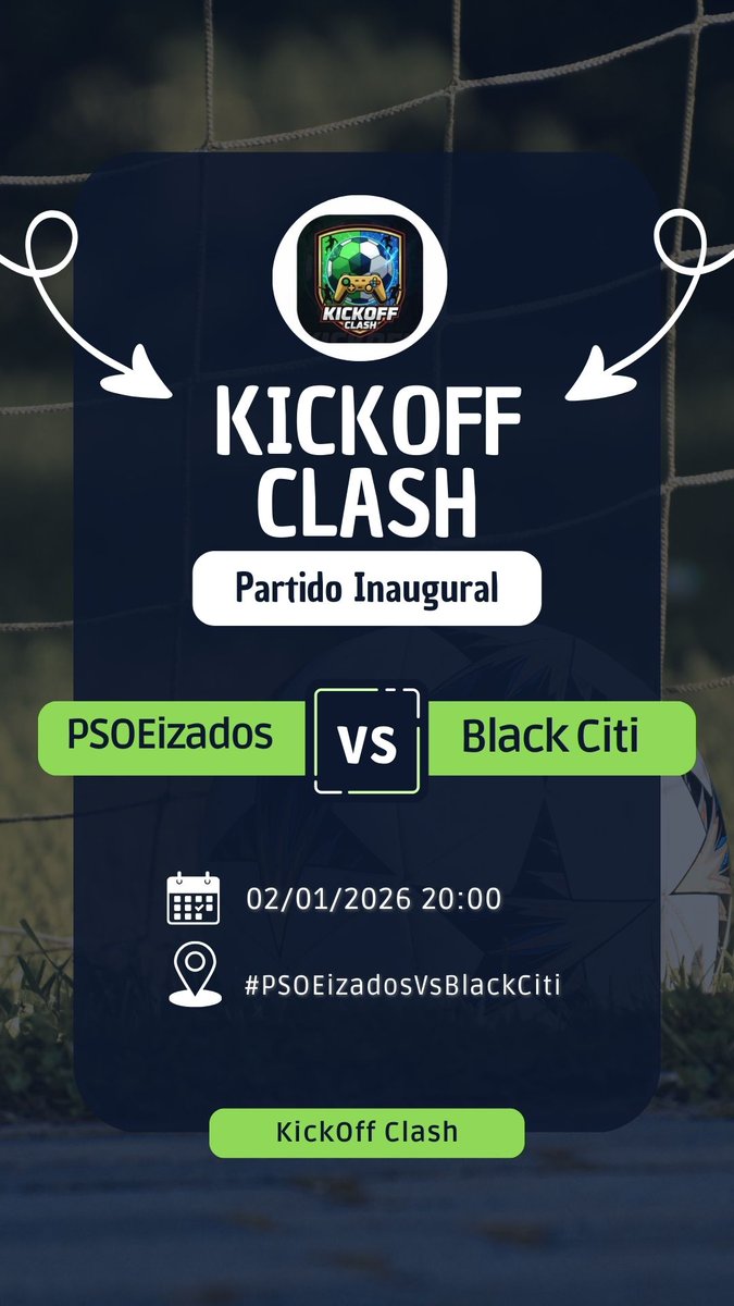 🏆⚽ PARTIDO INAUGURAL ⚽🏆

Arranca la competición con un duelo espectacular 🔥

📅 vie., 02/01/2026 20:00

💥 Emoción, rivalidad y mucho espectáculo desde el primer minuto.

👉 Síguelo y apoya a tu equipo favorito 💪🎮⚽