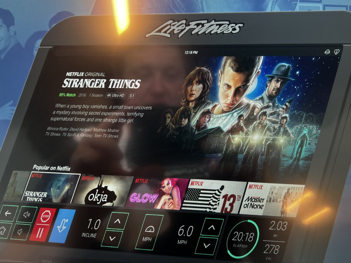 This old ass treadmill at my gym still has Stranger Things Season 1 branding on it.