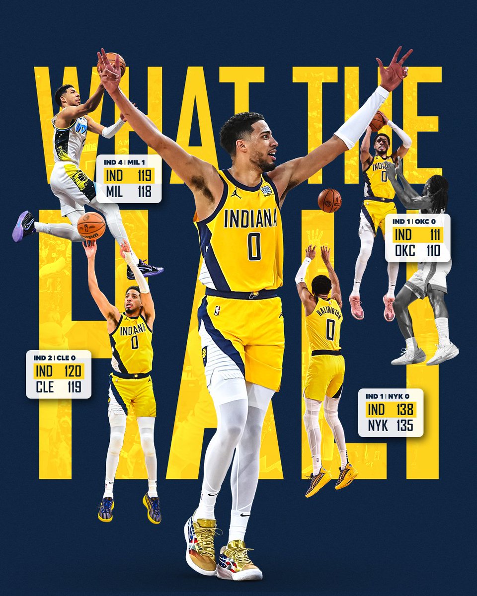 Pacers's tweet image. what the Hali!?

Tyrese Haliburton’s 2025 playoff run will never be forgotten 🥶
