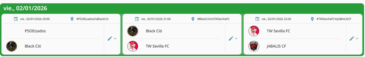 ⚽🔥 PARTIDOS DEL VIERNES 🔥⚽

📅vie., 02/01/2026 20:00-22:00