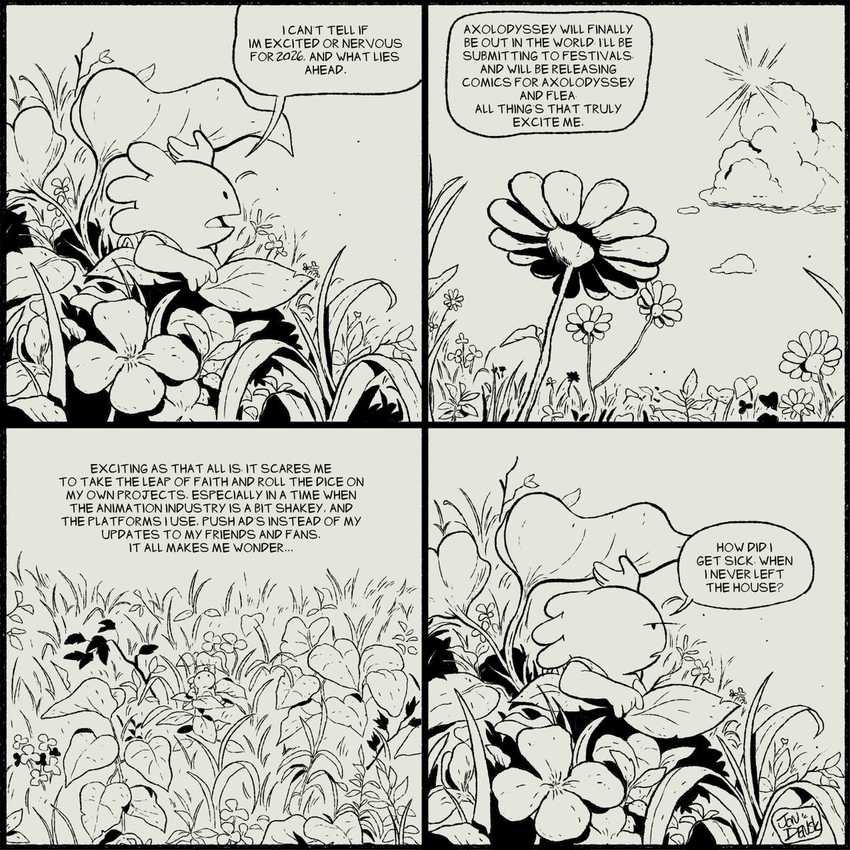 Shultz has a brick wall, i guess i have a big leaf. #comics #comicart #comicatist #comicbook #axolodyssey